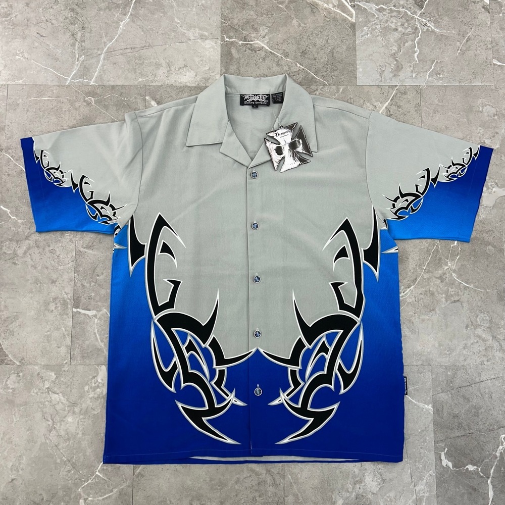 Vintage Dragonfly Shirt Mens Large Biker Tribal Button Up Dead Stock Deadstock